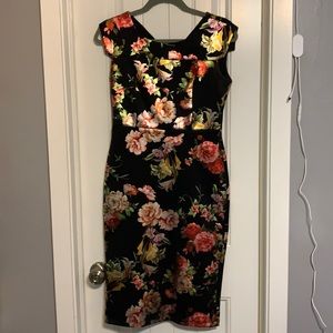 Black Floral Metallic Dress